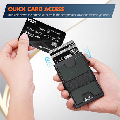 AUTLEY Slim Card Holder, Minimalist Pop Up Wallet for Men, RFID Blocking Mens Wallet with Cash Band 